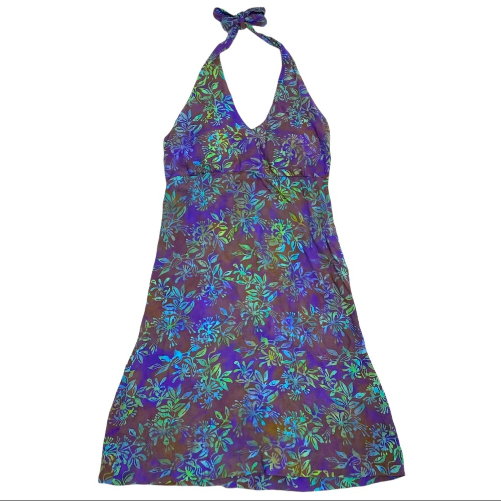 90’s Vintage Hawaiian Tropical Floral Halter Mini Dress
